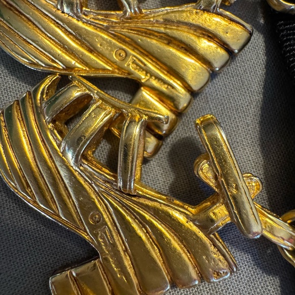 Salvatore Ferragamo 1990’s grosgrain belt with gold-tone metal shoe charms W/COA